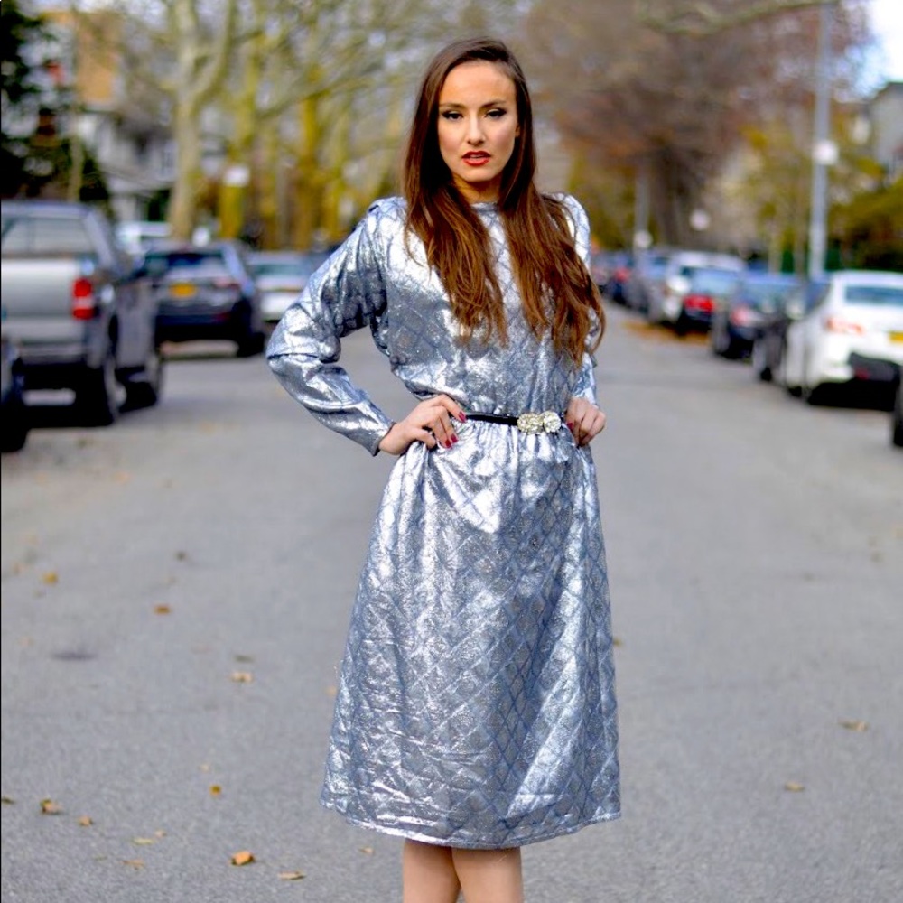Silver vintage lam’e UMI midi dress